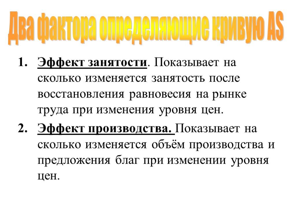 Эффект занятости. Показывает на сколько изменяется занятость после восстановления равновесия на рынке труда при